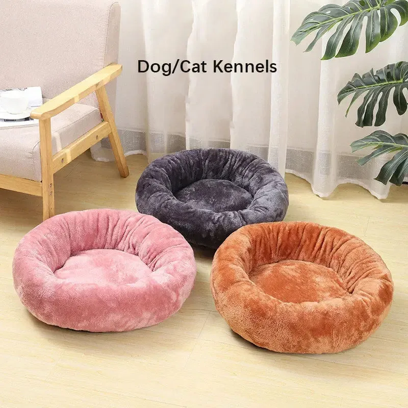 Dog Bed Round Washable Pets Beds Winter Warm Sleeping Plush Dogs Kennel Cat Mats Puppy Cushion Mat Kittens Beds Pet Supplies