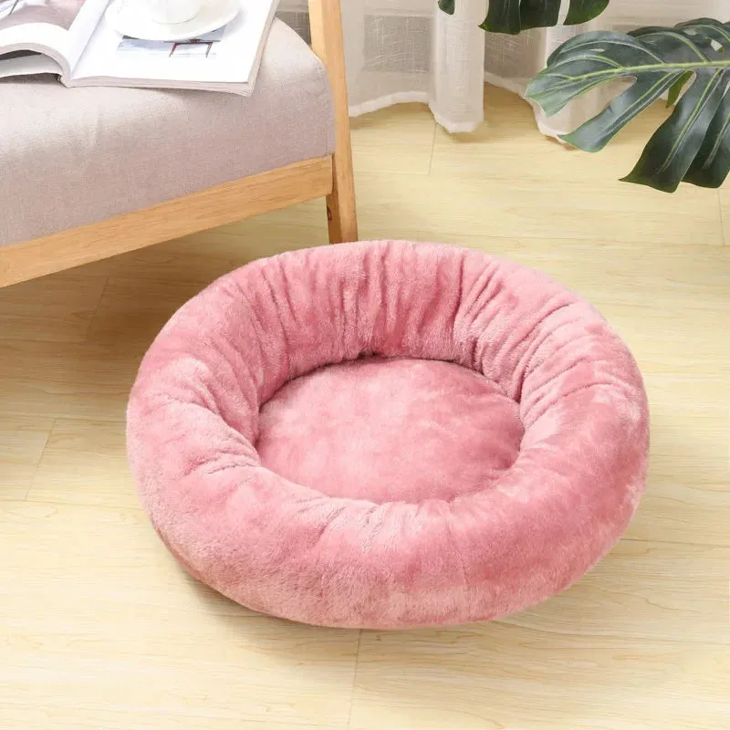 Dog Bed Round Washable Pets Beds Winter Warm Sleeping Plush Dogs Kennel Cat Mats Puppy Cushion Mat Kittens Beds Pet Supplies