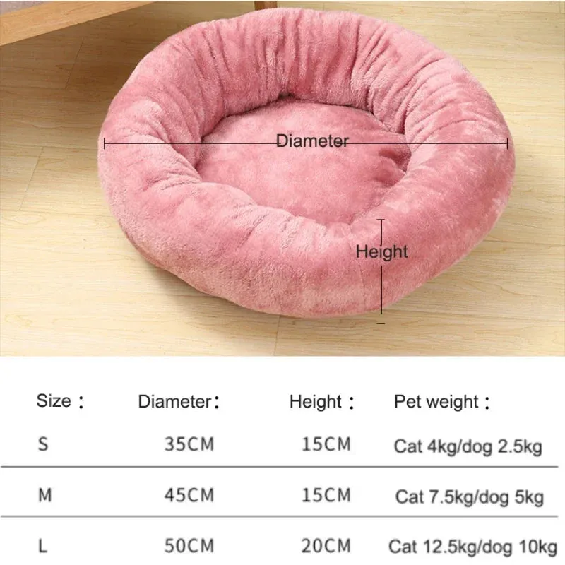 Dog Bed Round Washable Pets Beds Winter Warm Sleeping Plush Dogs Kennel Cat Mats Puppy Cushion Mat Kittens Beds Pet Supplies