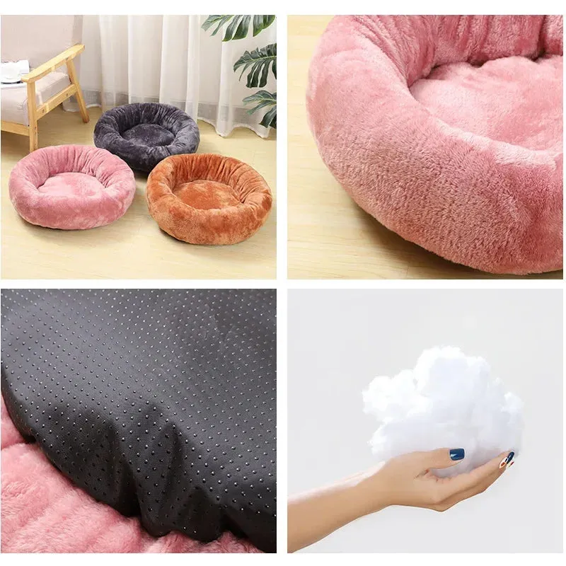 Dog Bed Round Washable Pets Beds Winter Warm Sleeping Plush Dogs Kennel Cat Mats Puppy Cushion Mat Kittens Beds Pet Supplies