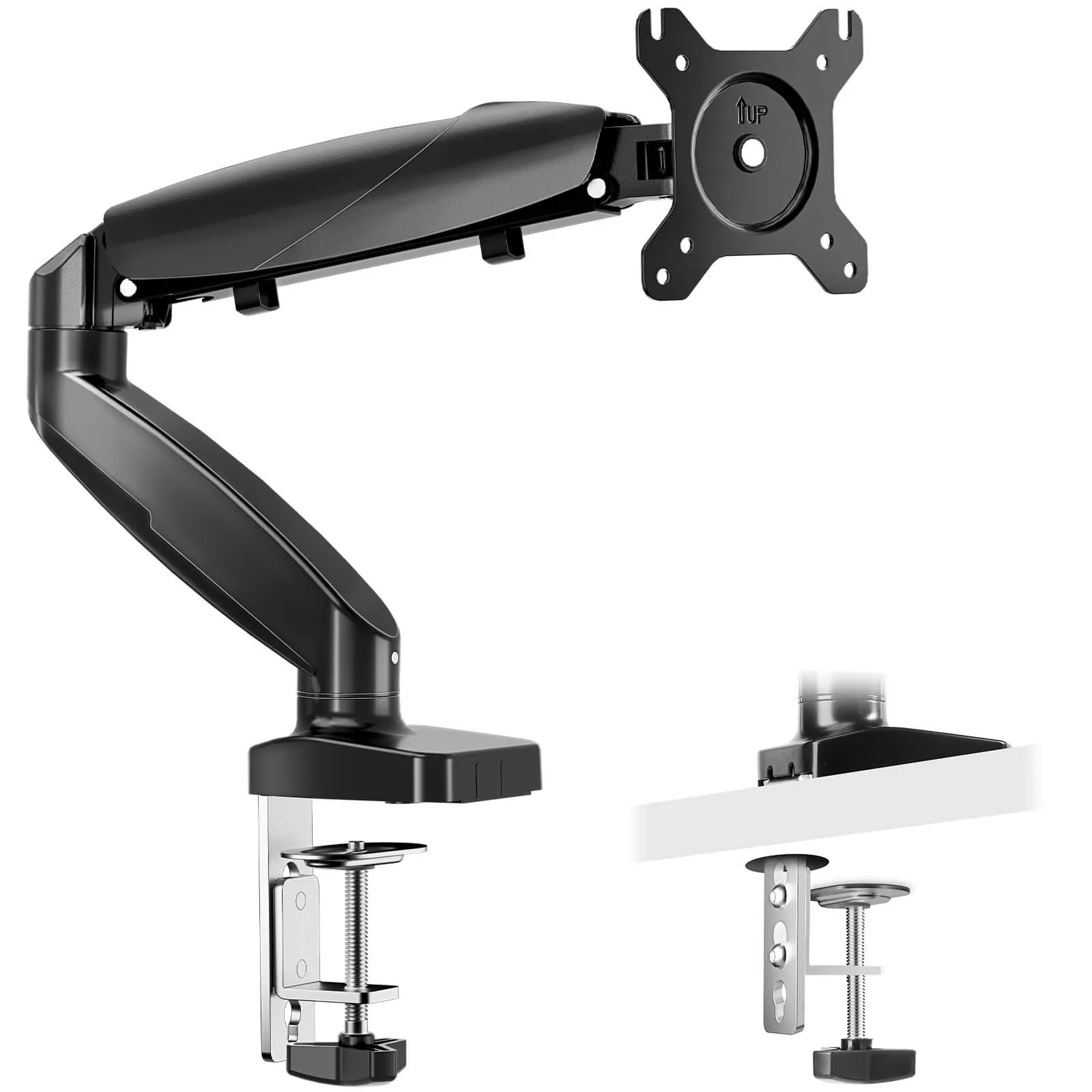Dual Monitor Stand - Adjustable Gas Spring Monitor Desk Mount Swivel Vesa Bracket with C Clamp, Grommet Mounting Base for 15 to 32 Inch Computer Screens