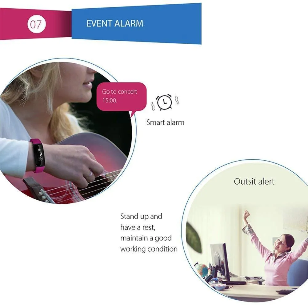 Fitness Tracker, Smart Bracelet Pedomete Blood Pressure Monitor Heart Rate
