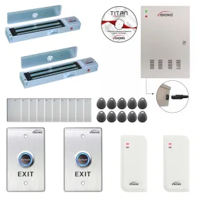 FPC-6479 Two Doors Access Control For Out Swing Door Electric 600lbs MagLock Time Attendance TCP/IP Wiegand Controller Box   Indoor/Outdoor Card Reader   Software Included   20000 Users Kit