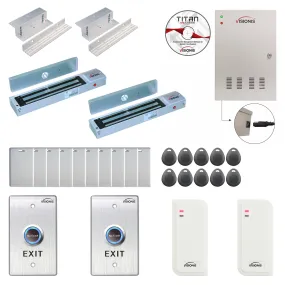 FPC-6480 Two Doors Access Control For In Swing Door Electric 600lbs MagLock Time Attendance TCP/IP Wiegand Controller Box   Indoor/Outdoor Card Reader   Software Included   20,000 Users Kit
