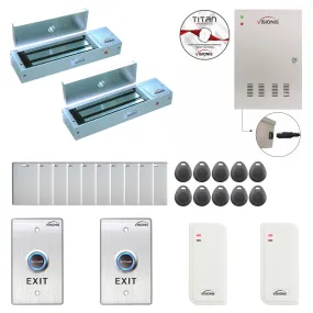 FPC-6481 Two Doors Access Control For OutSwing Door Electric 1200lbs MagLock Time Attendance TCP/IP Wiegand Controller Box   Indoor/Outdoor Card Reader, Software Included   20,000 Users Kit
