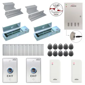FPC-6482 Two Doors Access Control For In Swing Door Electric 1200lbs MagLock Time Attendance TCP/IP Wiegand Controller Box   Indoor/Outdoor Card Reader, Software Included   20,000 Users Kit