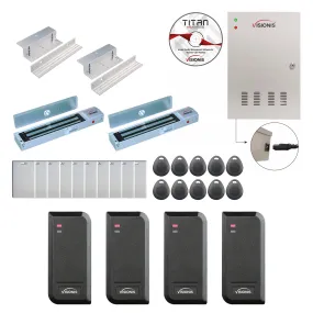 FPC-8530 Two Doors Access Control In Swing Door 600lbs Mag Lock Time Attendance   Entry And Exit Card Readers For Indoor/Outdoor Use   Software Included   20,000 Users Kit