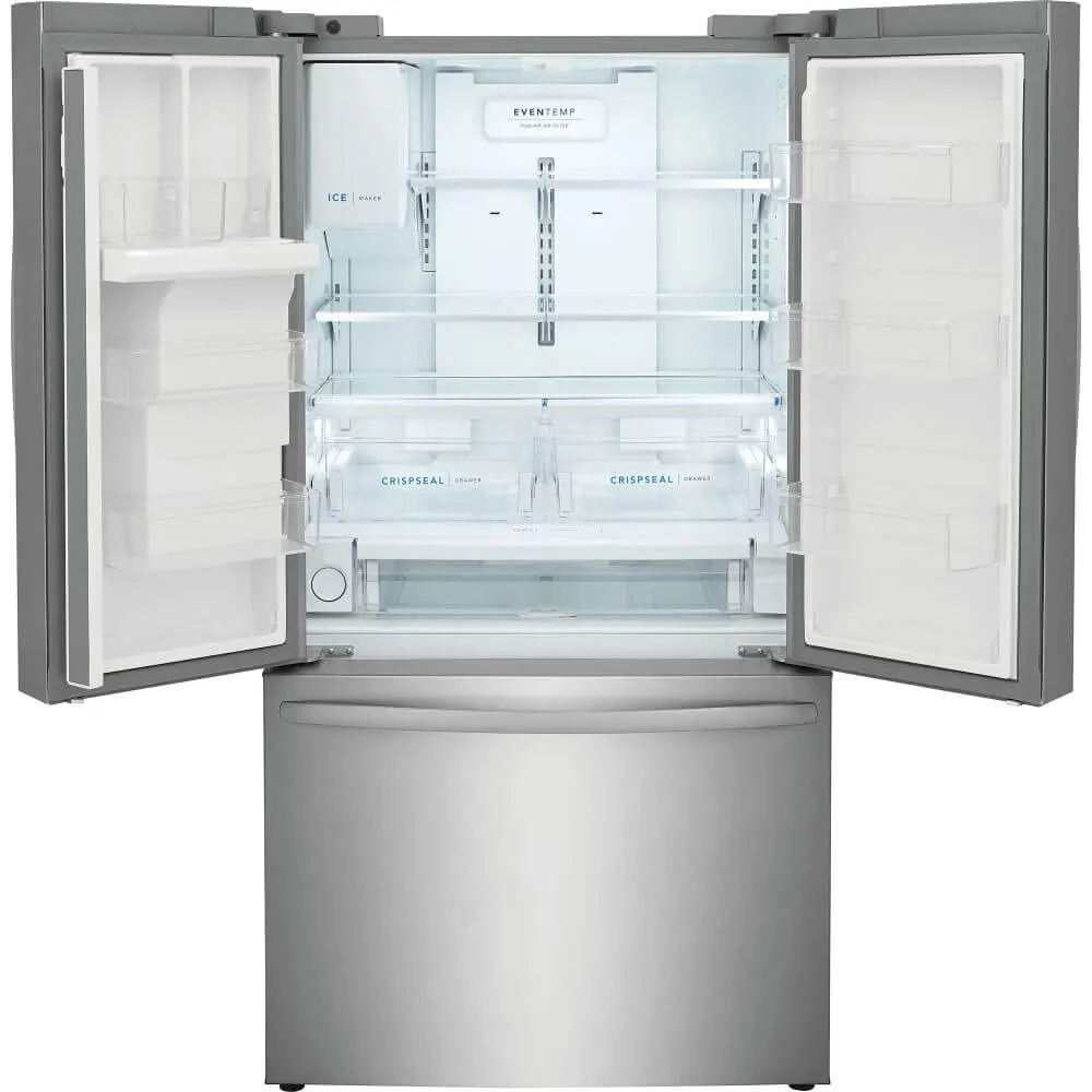 FRIGIDAIRE FRFS2823AS 36'' Freestanding French Door Refrigerator 27.8 ft. Capacity, 4 Glass Shelves, 9 cu. ft. Freezer Capacity, External Water Dispenser, Ice Maker, Water Filter in Stainless Steel