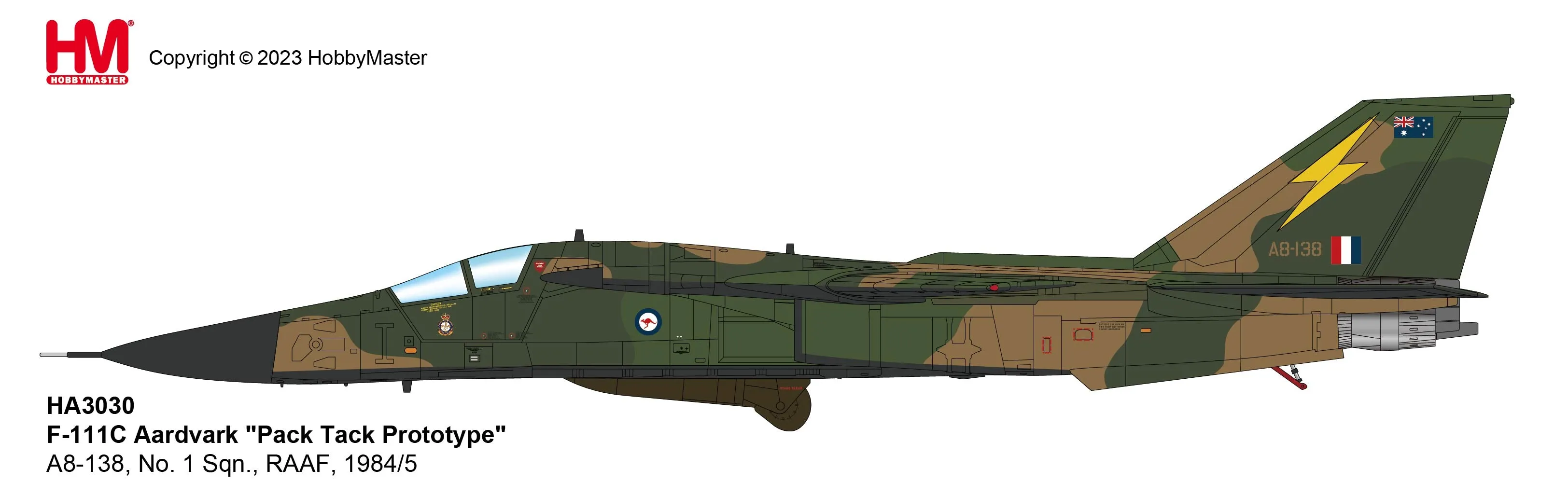 General Dynamics F-111C Aardvark “Pack Tack Prototype” No.1 Squadron RAAF, 1984, 1:72 Scale Diecast Model