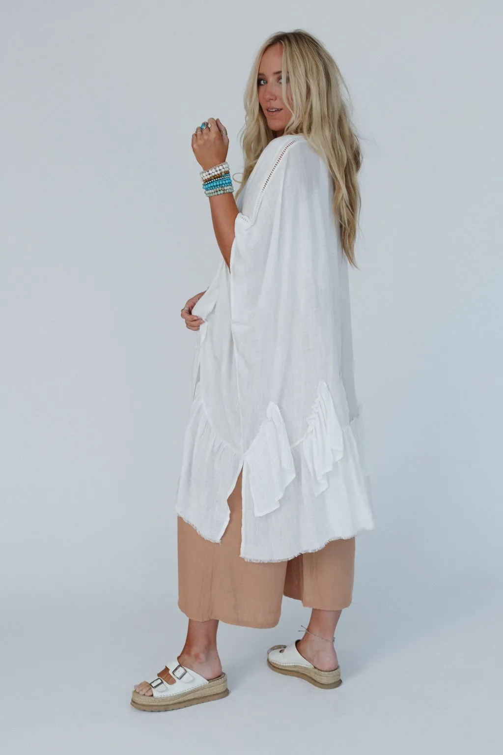 Gwen Ruffle Kimono - Ivory