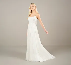 Hand Beaded A Line Gown In Ivory