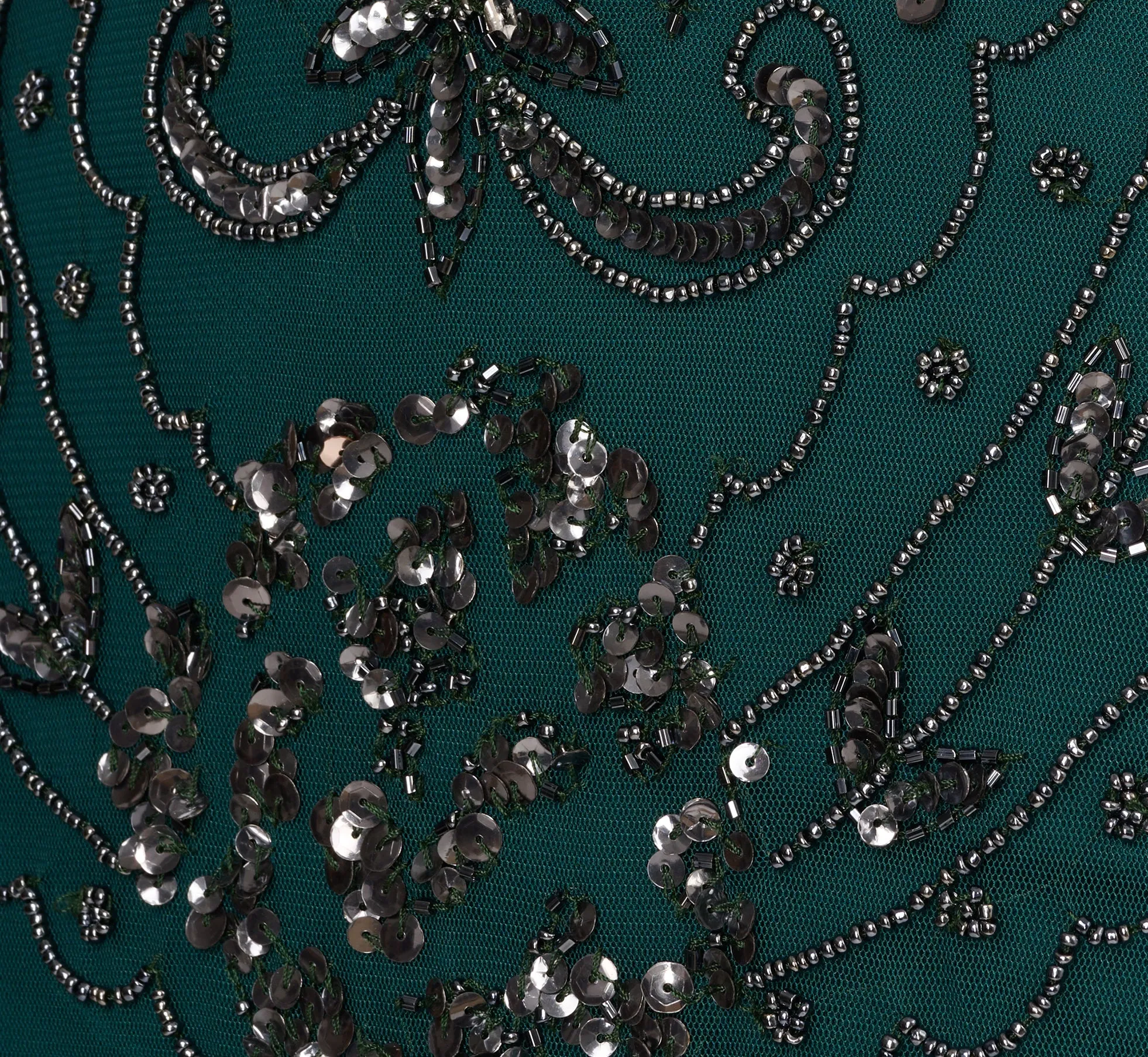 Hand-Beaded Ankle-Length Dress In Gem Green