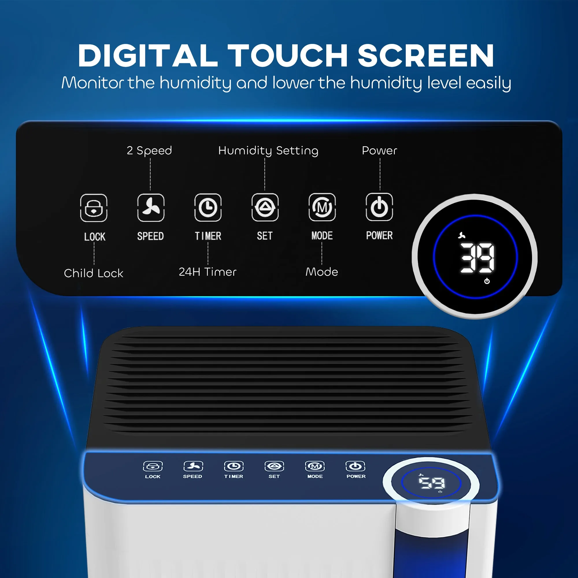 HOMCOM 12L Dehumidifier with Filter, Auto Defrost, Children Lock, for Home