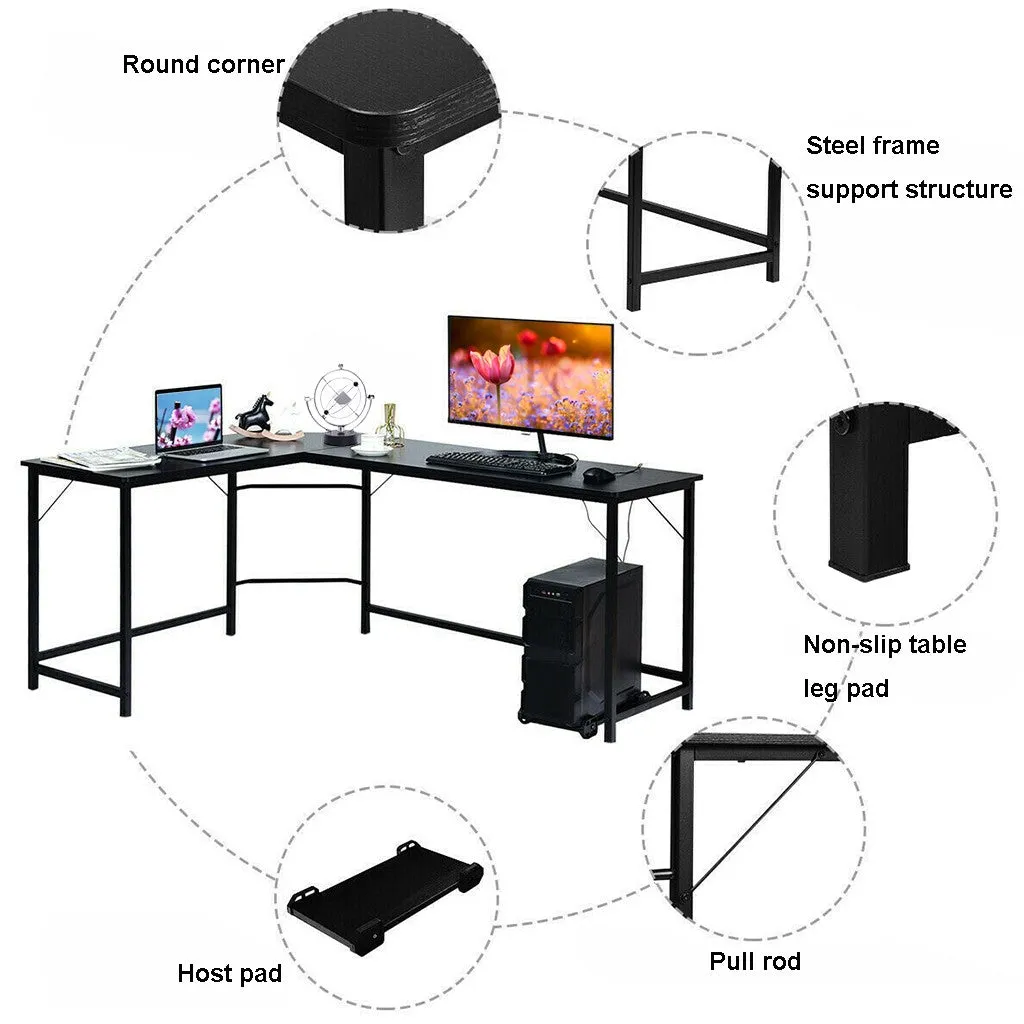 Home Office Corner Desk Computer Table Steel Wood Study Office Desk Workstation