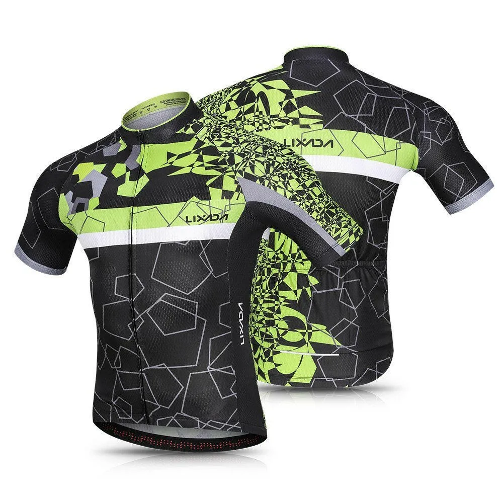 Lixada Men Cycling Jersey Set Breathable Quick-Dry Short Sleeve Biking Shirt and Gel   Padded Shorts MTB Cycling Outfit Set