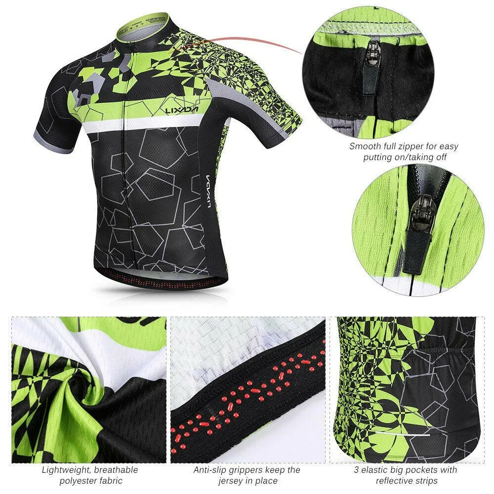 Lixada Men Cycling Jersey Set Breathable Quick-Dry Short Sleeve Biking Shirt and Gel   Padded Shorts MTB Cycling Outfit Set