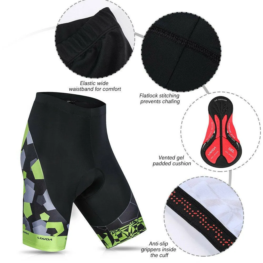 Lixada Men Cycling Jersey Set Breathable Quick-Dry Short Sleeve Biking Shirt and Gel   Padded Shorts MTB Cycling Outfit Set