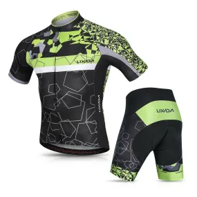 Lixada Men Cycling Jersey Set Breathable Quick-Dry Short Sleeve Biking Shirt and Gel   Padded Shorts MTB Cycling Outfit Set