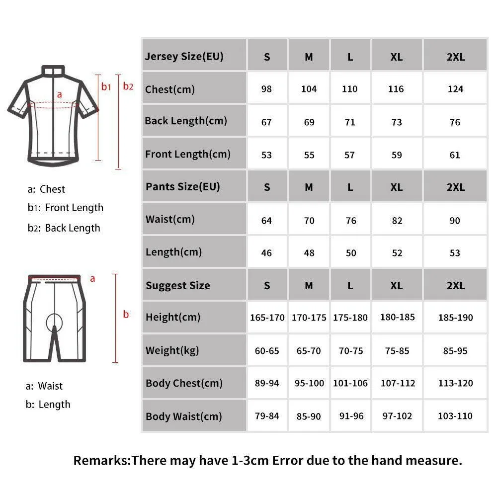 Lixada Men Cycling Jersey Set Breathable Quick-Dry Short Sleeve Biking Shirt and Gel   Padded Shorts MTB Cycling Outfit Set