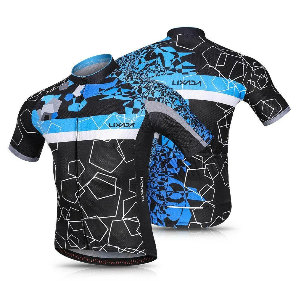 Lixada Men Cycling Jersey Set Breathable Quick-Dry Short Sleeve Biking Shirt and Gel   Padded Shorts MTB Cycling Outfit Set