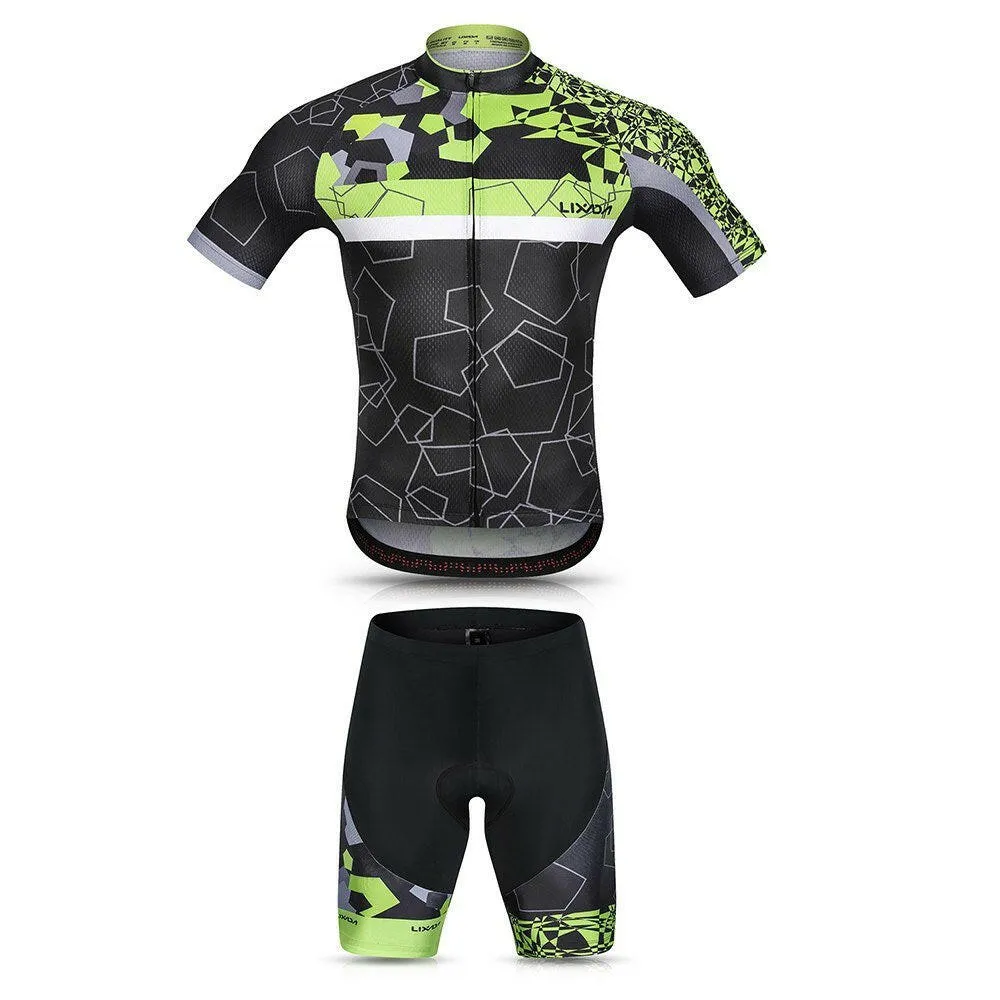 Lixada Men Cycling Jersey Set Breathable Quick-Dry Short Sleeve Biking Shirt and Gel   Padded Shorts MTB Cycling Outfit Set