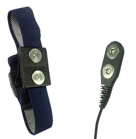 Magnetic woven dual wrist band, navy blue, with magnetic 8 ft dual cord-10PK