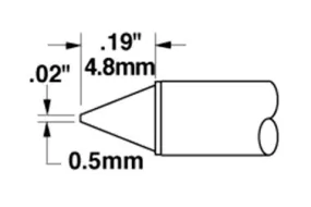 Metcal STTC-016 600 Series Conical Solder Cartridge, 0.5 x 4.8mm