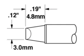 Metcal STTC-113 700 Series Blunt Chisel Solder Cartridge, 3.0 x 4.8mm