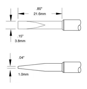 Metcal STTC-120 700 Series Long Reach 12° Chisel Solder Cartridge, 3.8 x 21.6mm
