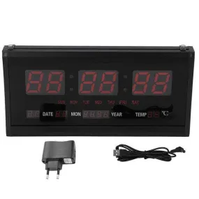 Modern LED Digital Calendar Temperature Wall Clock-3819