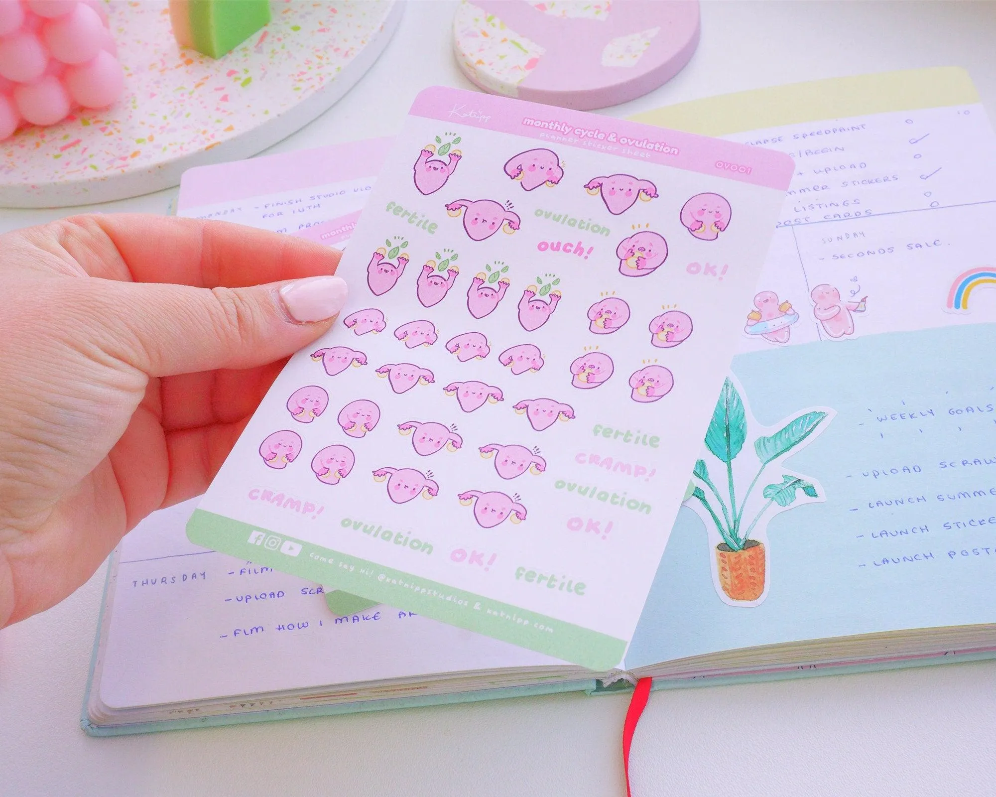 Monthly Cycle & Ovulation Sticker Sheet | Kawaii Period & Fertility Tracker | Women's Health Planner Stickers | OV001