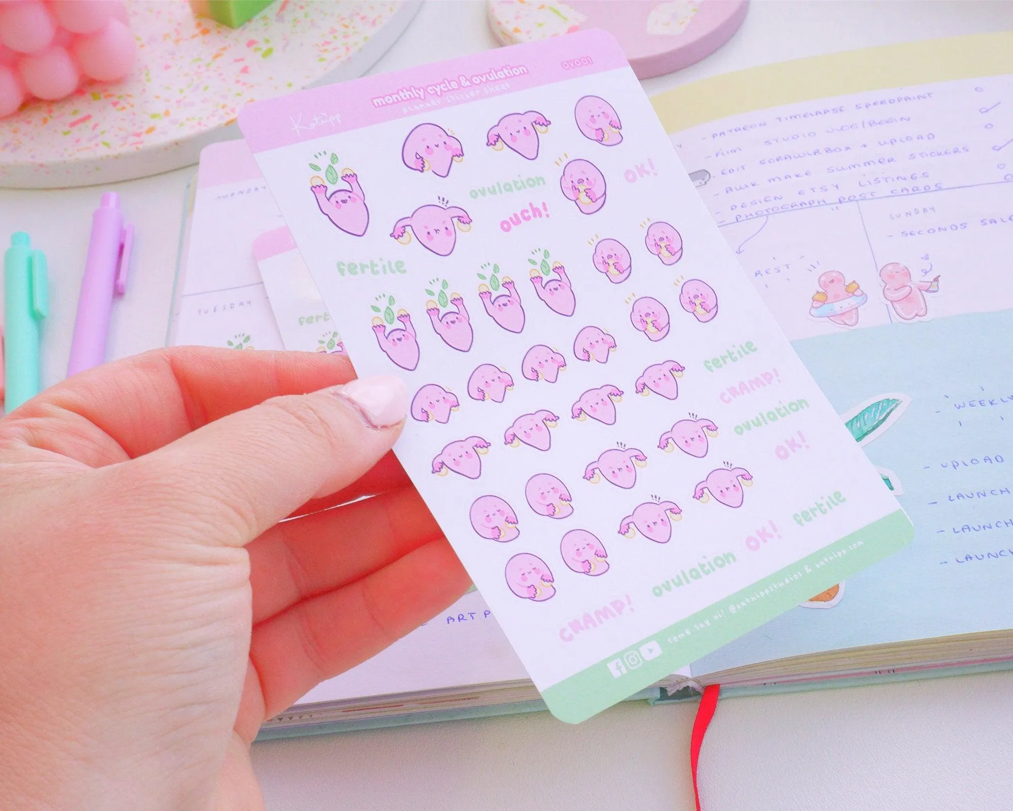 Monthly Cycle & Ovulation Sticker Sheet | Kawaii Period & Fertility Tracker | Women's Health Planner Stickers | OV001