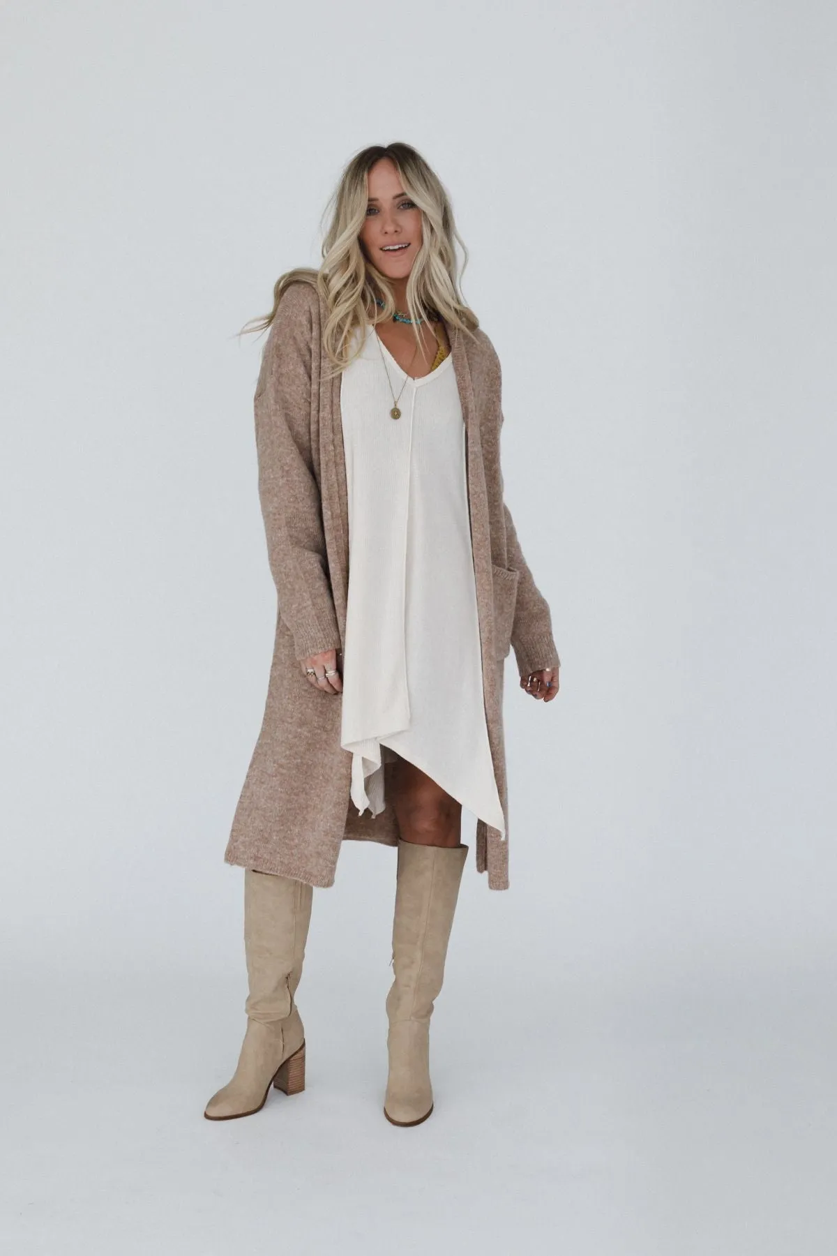 Octavia Hoodie Cardigan - Latte