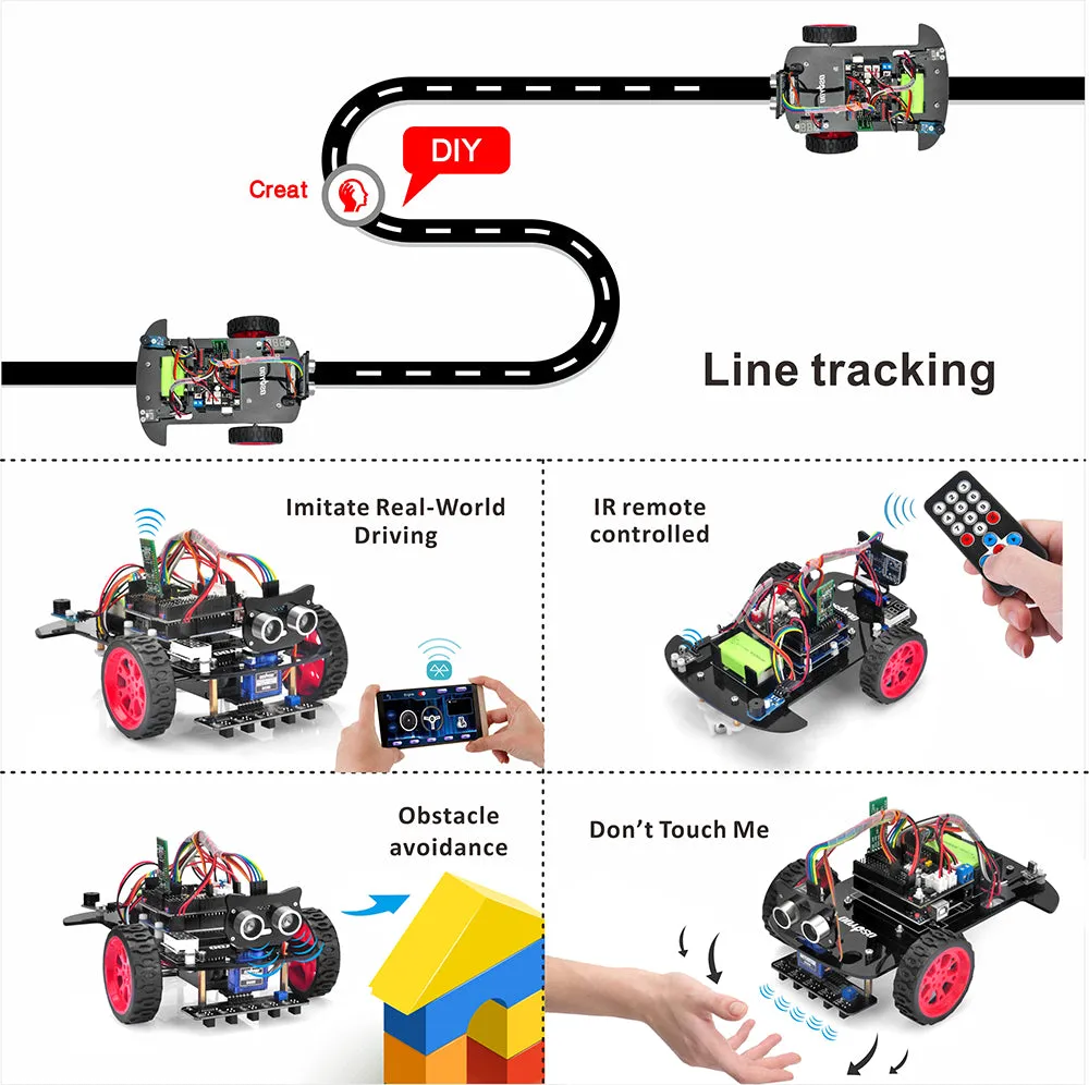 OSOYOO Model 3 Robot Car DIY Starter Kit for Arduino, Remote Control App Educational Motorized Robotics for Building Programming