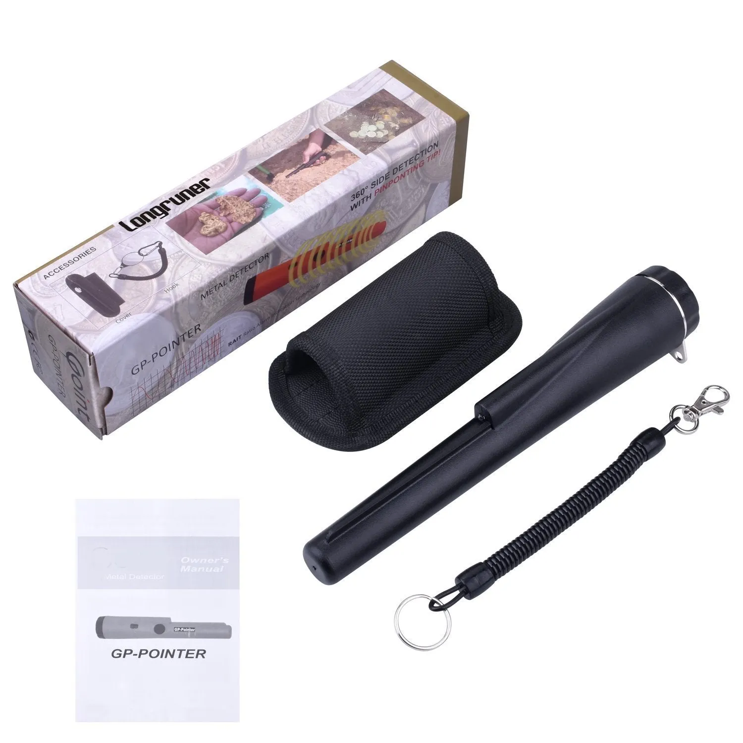 Pinpointer Metal Detector,Longruner Treasure Hunting Tool Buzzer Vibrate Portable Pin Pointer with LED Indicators and Belt Holster LQW31