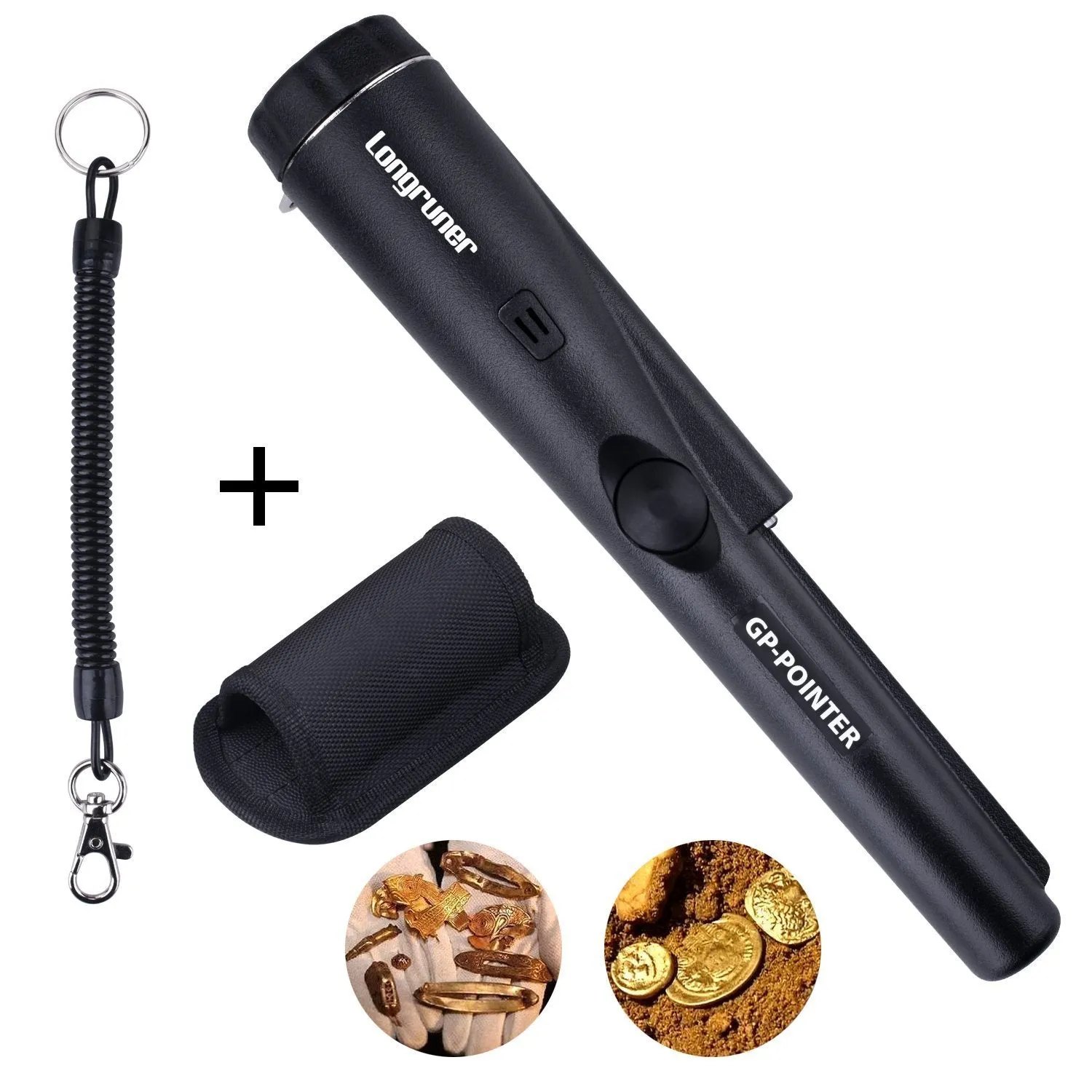 Pinpointer Metal Detector,Longruner Treasure Hunting Tool Buzzer Vibrate Portable Pin Pointer with LED Indicators and Belt Holster LQW31
