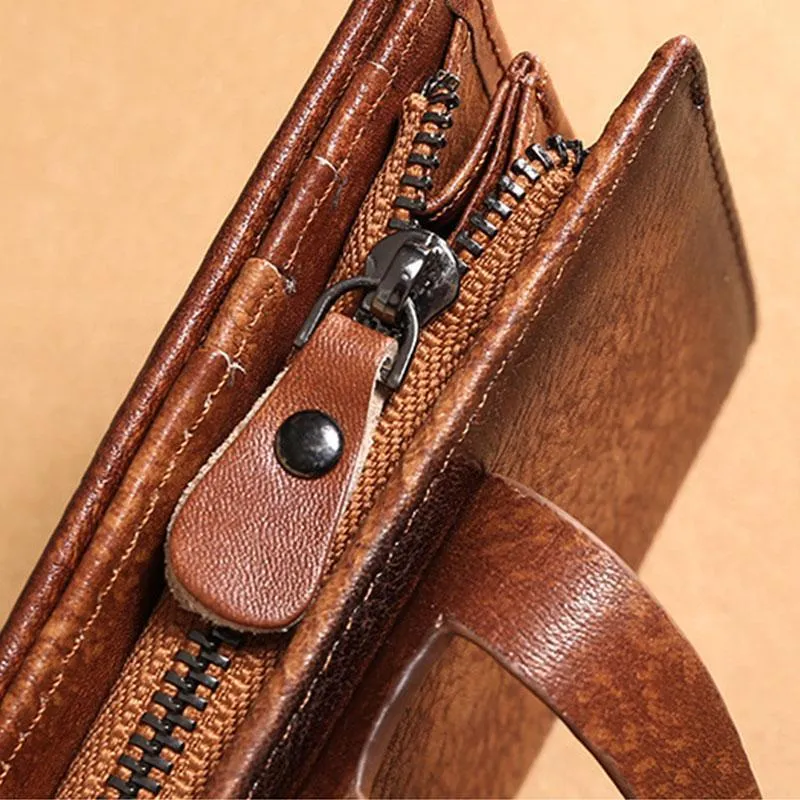 RFID Leather Retro Multifunctional Wallet