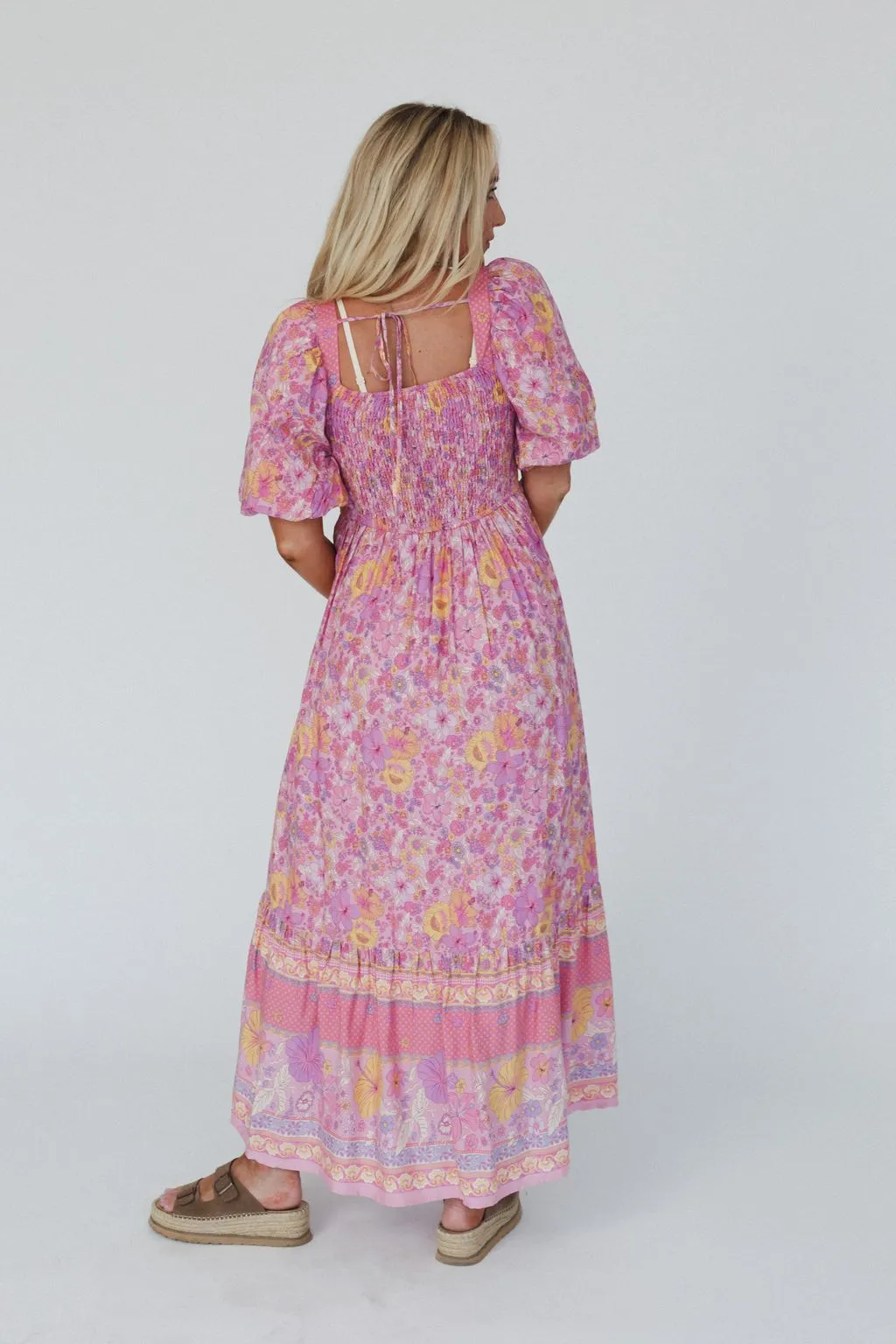 Shannon Border Print Maxi Dress - Pink