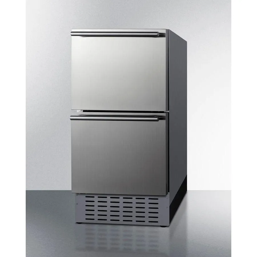 Summit 18 in. Wide 2-Drawer All-Refrigerator with 3.4 cu. ft. Capacity, Frost Free Defrost, Commercially Approved, Outdoor Use Approved - ADRD18H34