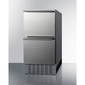 Summit 18 in. Wide 2-Drawer All-Refrigerator with 3.4 cu. ft. Capacity, Frost Free Defrost, Commercially Approved, Outdoor Use Approved - ADRD18H34