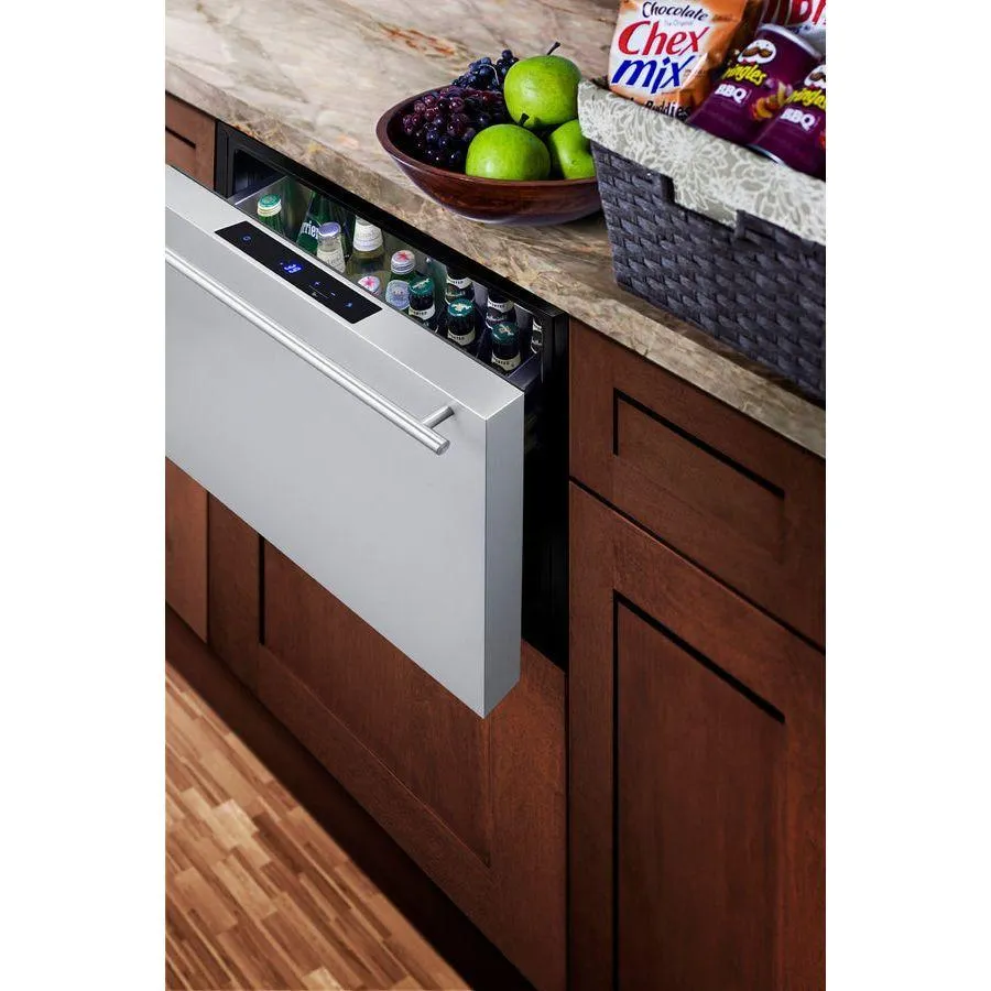 Summit 24 in. Wide Built-In Drawer Refrigerator with 2 cu. ft. Capacity, Frost Free Defrost, 304 Grade Stainless Steel, Sabbath Mode, LED Lighting - SDR24