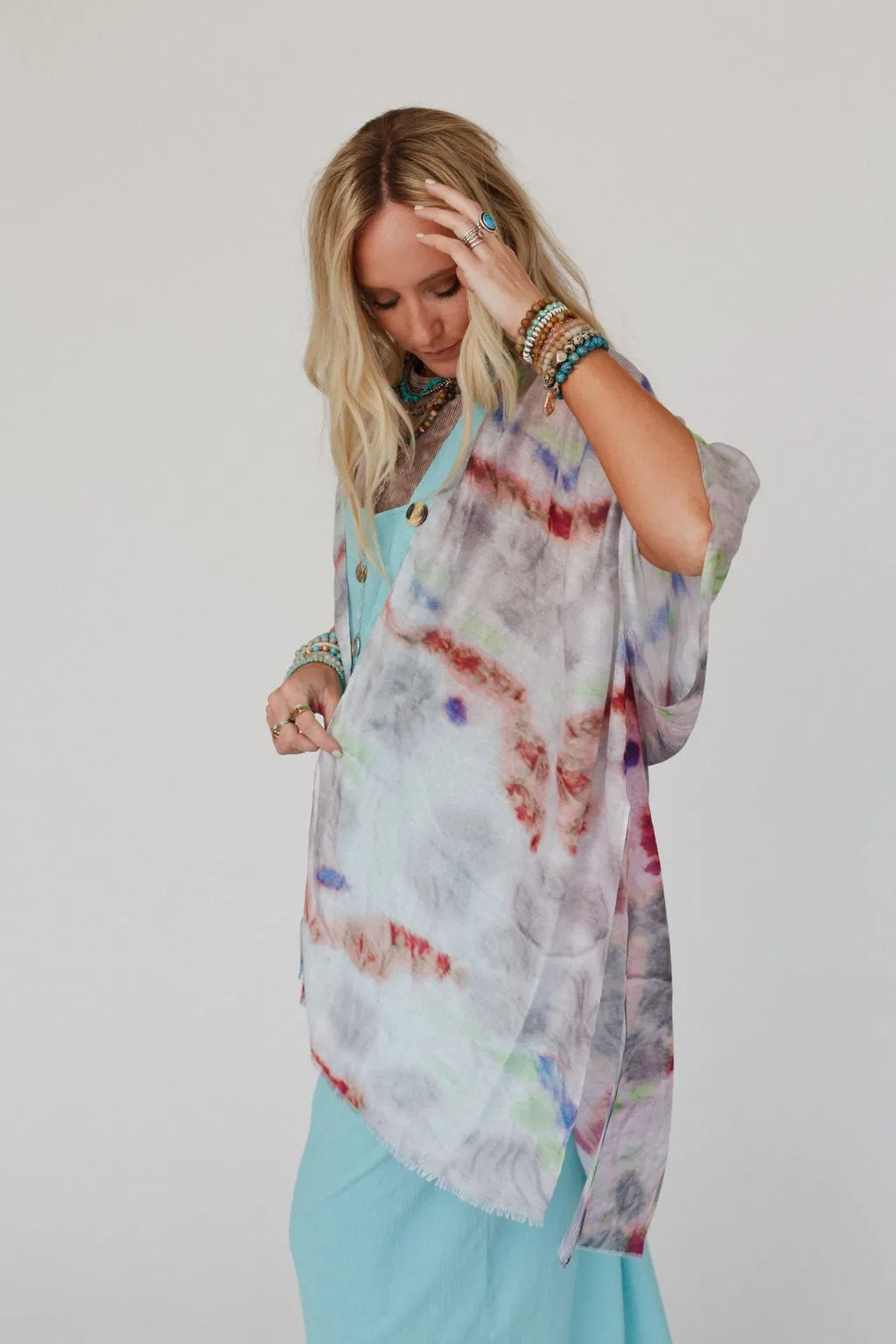 Swirling Sky Kimono - Brown
