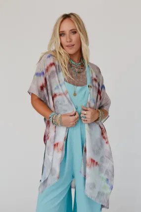 Swirling Sky Kimono - Brown