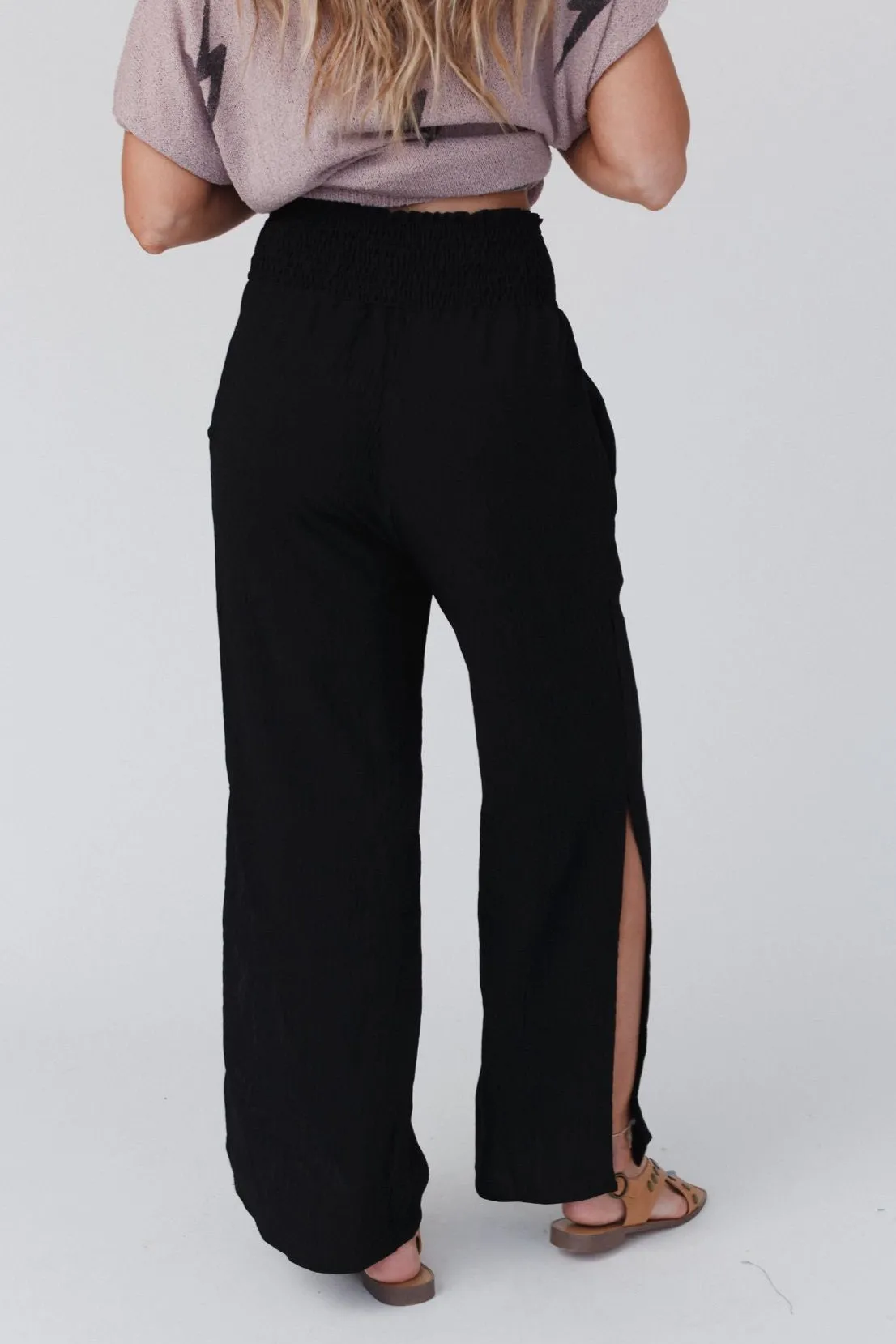 The Nest Dani Slit Wide Leg Pant - Black