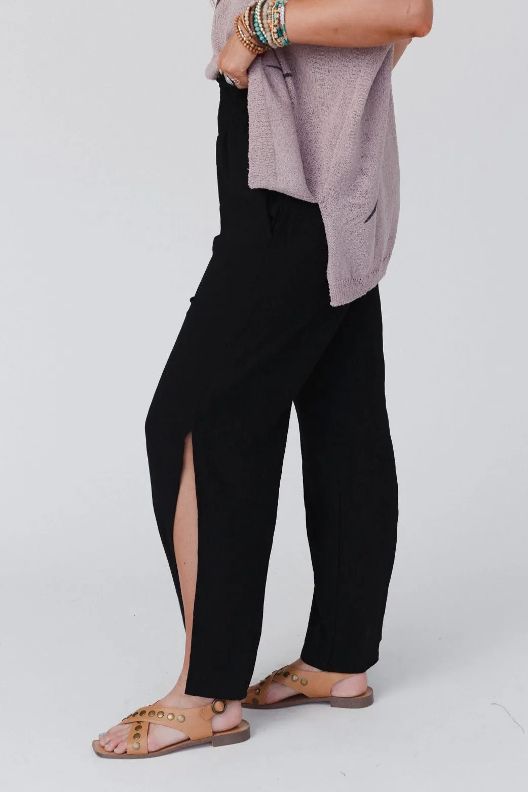 The Nest Dani Slit Wide Leg Pant - Black