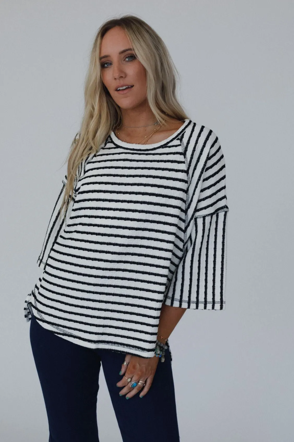 The Nest Willow Winds Striped Top - Black