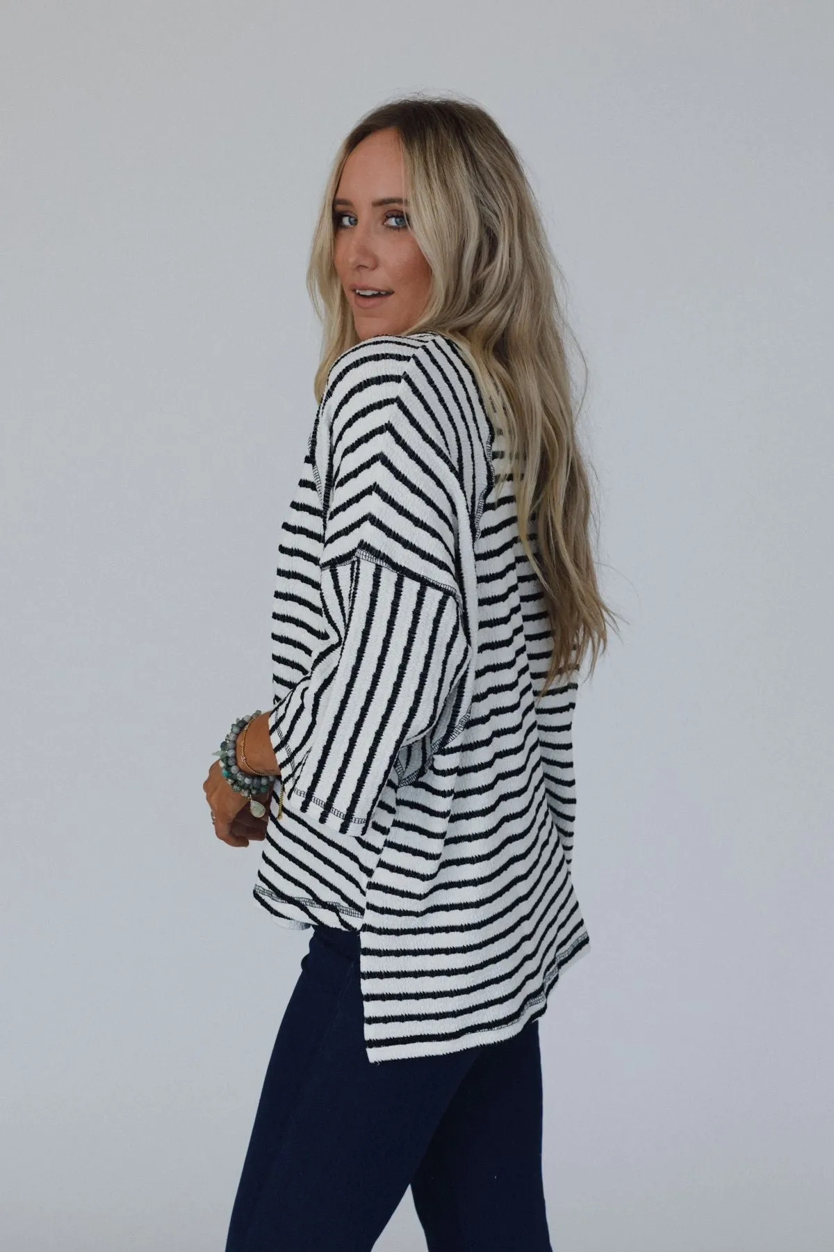 The Nest Willow Winds Striped Top - Black