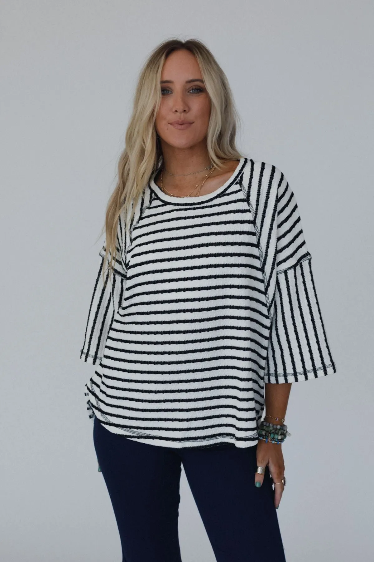 The Nest Willow Winds Striped Top - Black