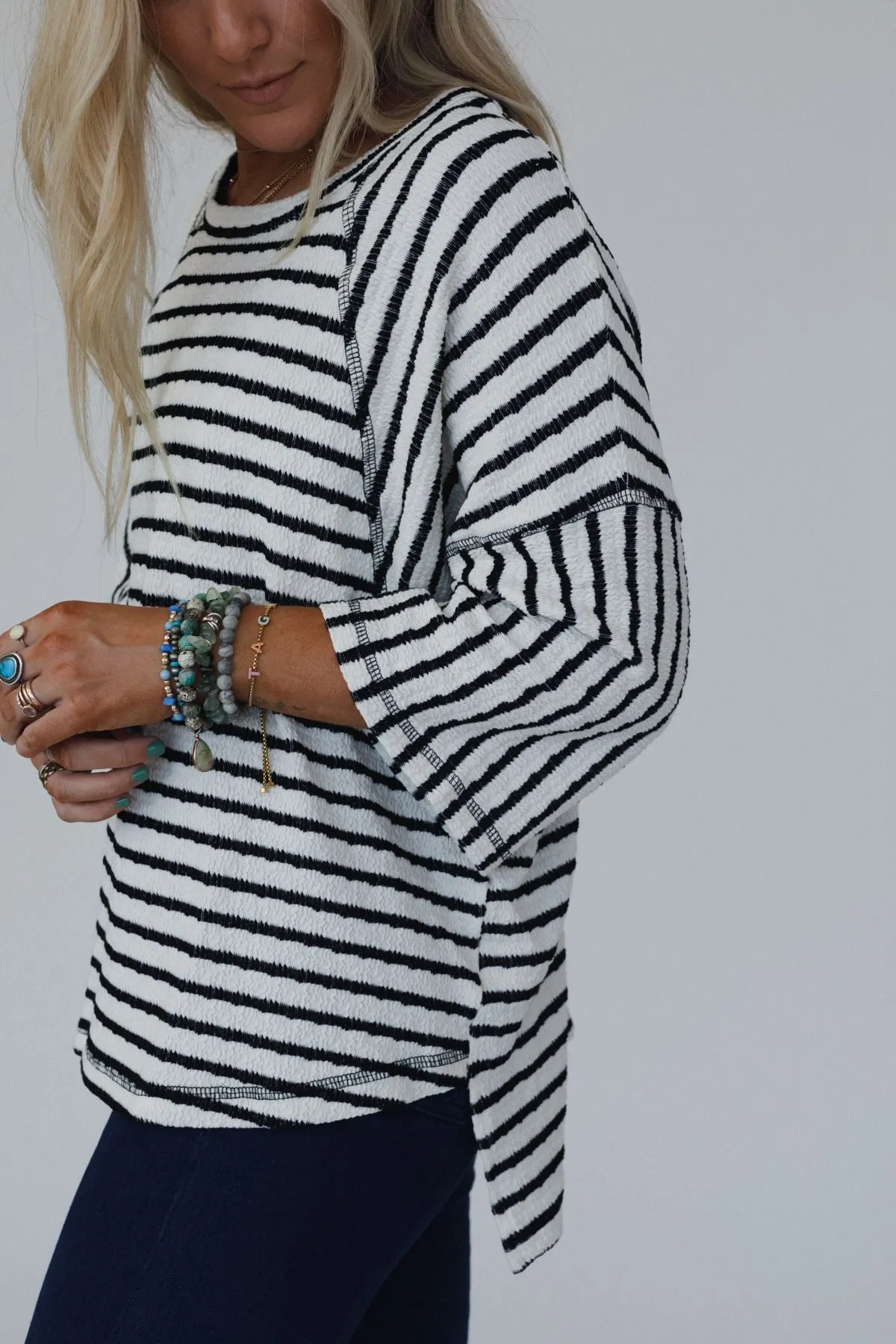 The Nest Willow Winds Striped Top - Black