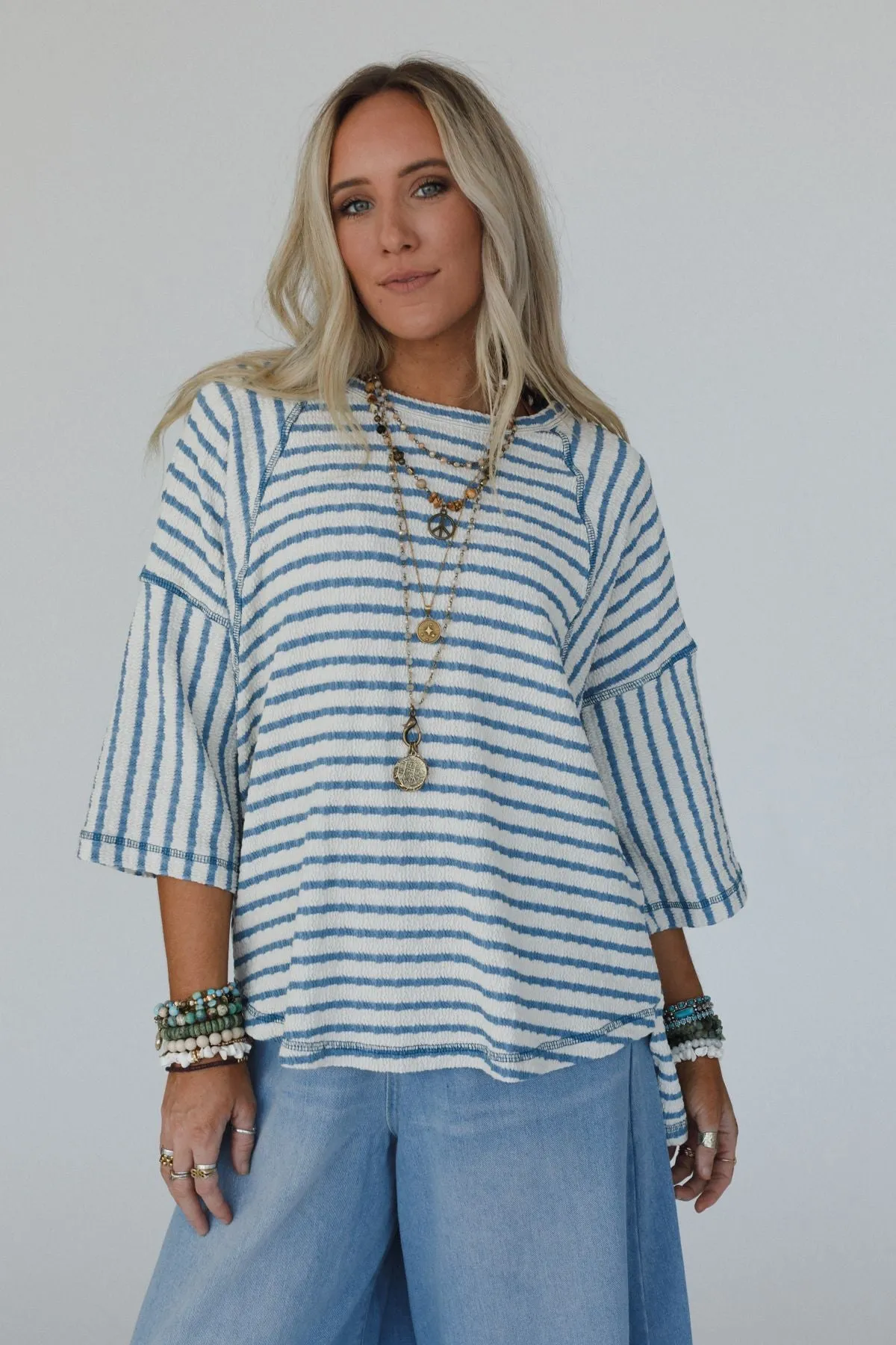 The Nest Willow Winds Striped Top - Blue